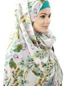 MyBatua Jouri White Floral Print Georgette Hijab