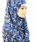 MyBatua Mohaddisa Blue Floral Print Georgette Hijab
