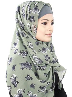 MyBatua Saja Mehendi Floral Print Georgette Hijab 1