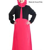 Pink Plain Crepe Kids-Abaya