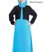 Turquoise Plain Crepe Kids-Abaya
