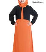 Orange Plain Crepe Kids-Abaya