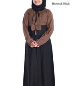 Brown Plain Rayon Kids-Abaya