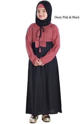 Pink Plain Rayon Kids-Abaya 1