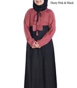 Pink Plain Rayon Kids-Abaya