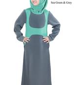 Green Plain Crepe Kids-Abaya