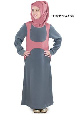 Pink Plain Crepe Kids-Abaya 1