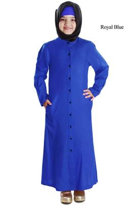 Blue Plain Rayon Kids-Abaya 1