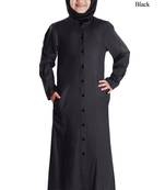 Black Plain Rayon Kids-Abaya