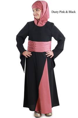 Pink Plain Crepe Kids-Abaya 1