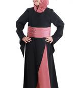 Pink Plain Crepe Kids-Abaya