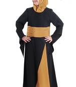 Beige Plain Crepe Kids-Abaya