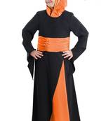Orange Plain Crepe Kids-Abaya