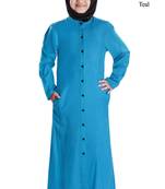 Green Plain Rayon Kids-Abaya