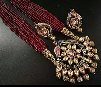 Jaipuri Semi Precious Beads Maroon Agate Necklace Sets 1