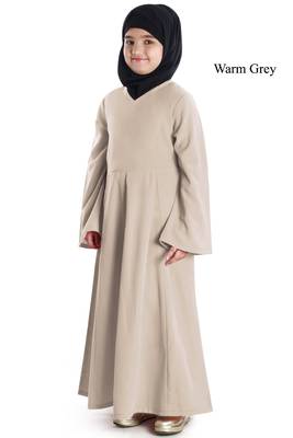 Grey Plain Crepe Kids-Abaya 1