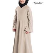 Grey Plain Crepe Kids-Abaya