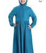 Green Plain Rayon Kids-Abaya