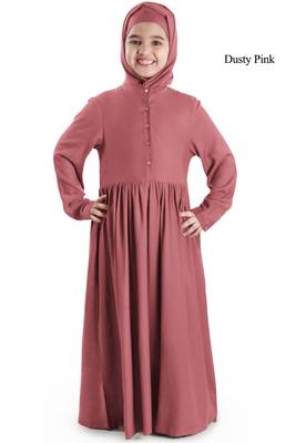 Pink Plain Rayon Kids-Abaya 1