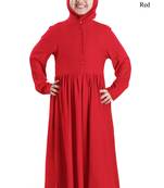 Red Plain Rayon Kids-Abaya