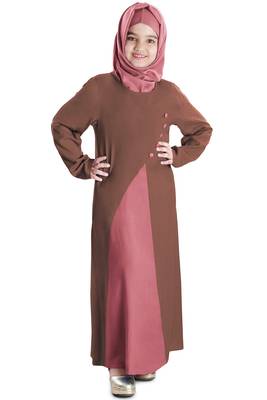 Pink Plain Rayon Kids-Abaya 1
