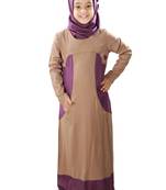 Brown Plain Rayon Kids-Abaya