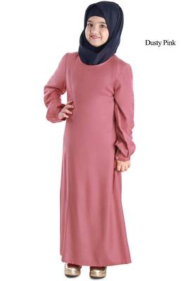 Pink Plain Rayon Kids-Abaya 1