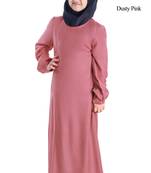 Pink Plain Rayon Kids-Abaya