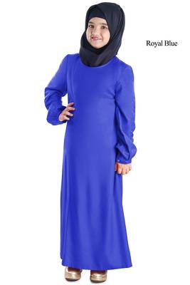 Blue Plain Rayon Kids-Abaya 1