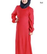 Red Plain Rayon Kids-Abaya