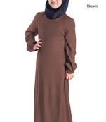 Brown Plain Rayon Kids-Abaya