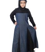 Blue Plain Crepe Kids-Abaya