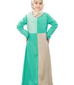 Green Plain Crepe Kids-Abaya