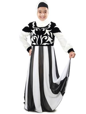 Black Plain Crepe Kids-Abaya 1