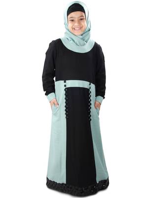 Black Plain Rayon Kids-Abaya 1