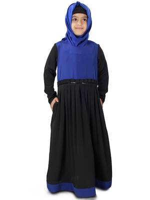 Black Plain Crepe Kids-Abaya 1