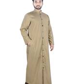 Beige Plain Cotton Galabiyyas