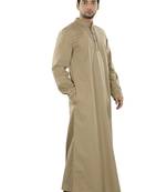 Beige Plain Cotton Galabiyyas