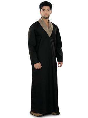 Black Plain Cotton Galabiyyas 1
