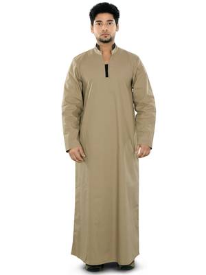 Brown Plain Cotton Galabiyyas 1