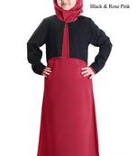 Pink Plain Crepe Kids-Abaya