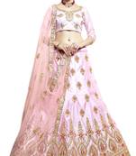 Pink Embroidered Art Silk Semi Stitched Lehenga With Dupatta