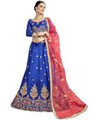 Blue Embroidered Art Silk Semi Stitched Lehenga With Dupatta