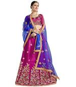 Pink Embroidered Art Silk Semi Stitched Lehenga With Dupatta