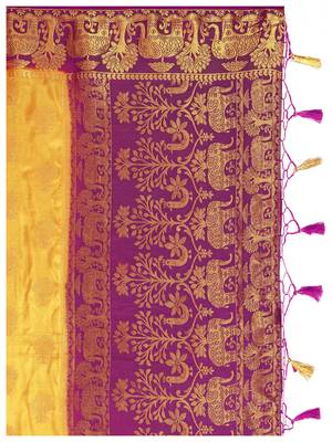 Yellow Woven Art Silk Saree With Blouse 8