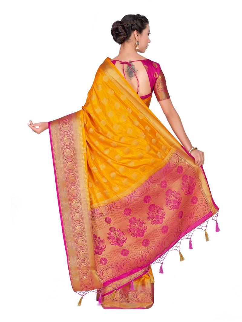 Gold Woven Art Silk Saree With Blouse