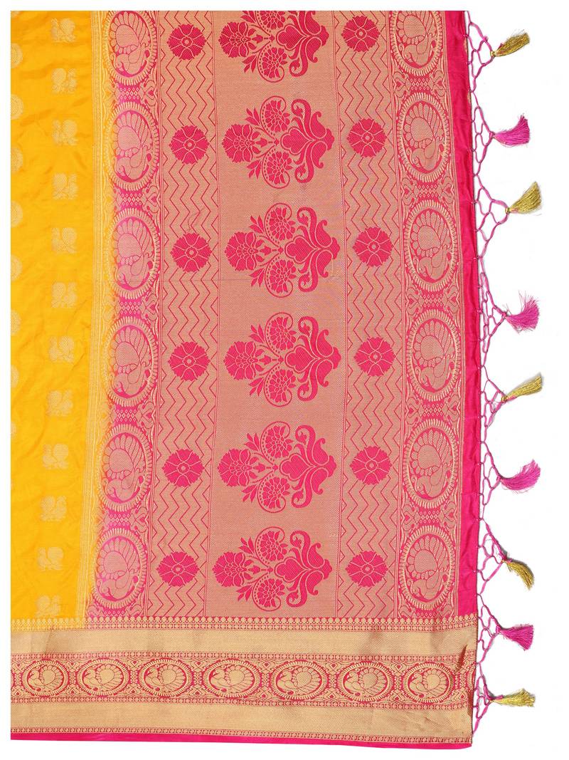 Gold Woven Art Silk Saree With Blouse