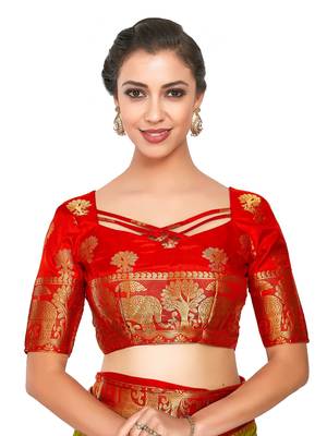 Green Woven Art Silk Saree With Blouse 6