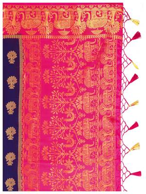 Blue Woven Art Silk Saree With Blouse 8