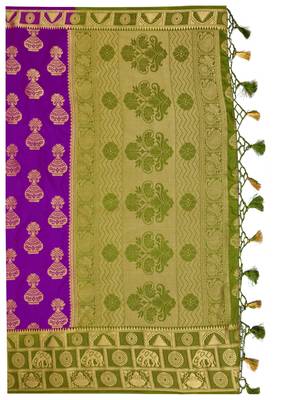 Purple Woven Art Silk Saree With Blouse 8